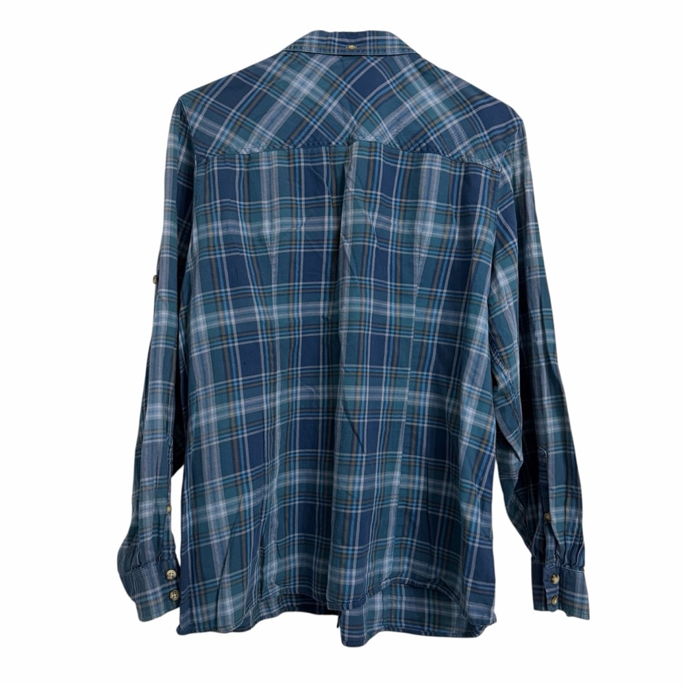 LL Bean Blue Plaid Lakewashed 100% Cotton Button Up Oxford Shirt Size X LARGE - Picture 6 of 7